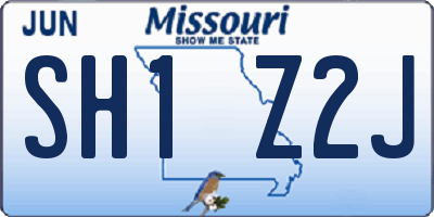 MO license plate SH1Z2J