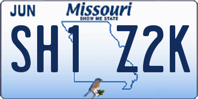 MO license plate SH1Z2K