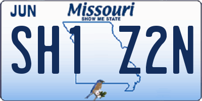 MO license plate SH1Z2N