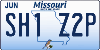 MO license plate SH1Z2P