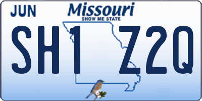 MO license plate SH1Z2Q