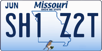 MO license plate SH1Z2T