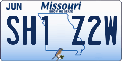 MO license plate SH1Z2W