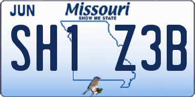 MO license plate SH1Z3B
