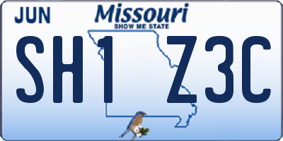 MO license plate SH1Z3C