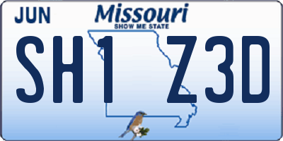 MO license plate SH1Z3D