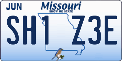 MO license plate SH1Z3E