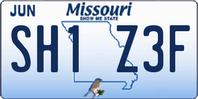 MO license plate SH1Z3F