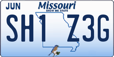 MO license plate SH1Z3G