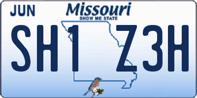 MO license plate SH1Z3H