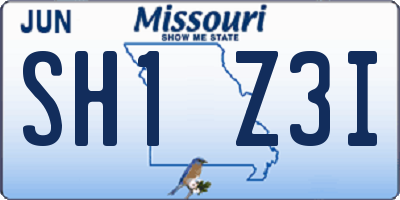MO license plate SH1Z3I