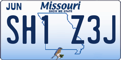 MO license plate SH1Z3J