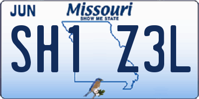 MO license plate SH1Z3L