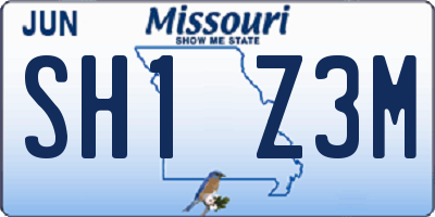 MO license plate SH1Z3M
