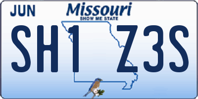 MO license plate SH1Z3S