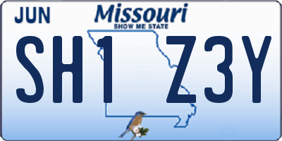 MO license plate SH1Z3Y
