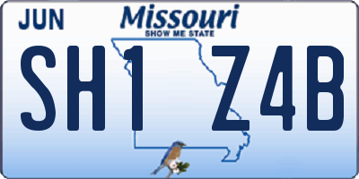 MO license plate SH1Z4B