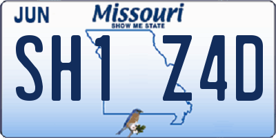 MO license plate SH1Z4D