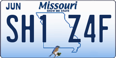MO license plate SH1Z4F