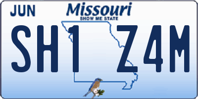 MO license plate SH1Z4M
