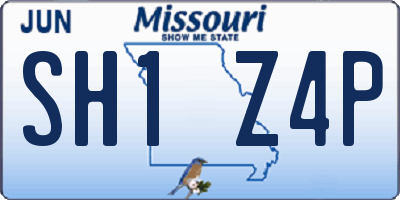 MO license plate SH1Z4P
