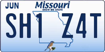 MO license plate SH1Z4T