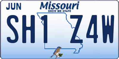 MO license plate SH1Z4W