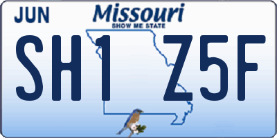 MO license plate SH1Z5F
