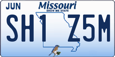 MO license plate SH1Z5M