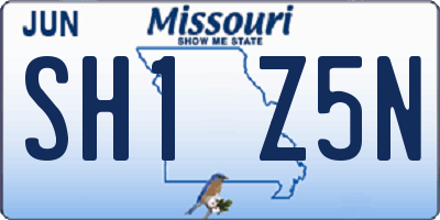 MO license plate SH1Z5N