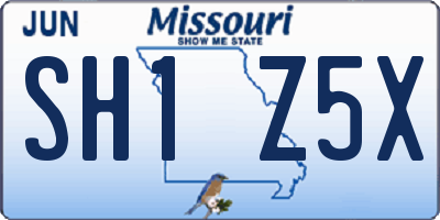 MO license plate SH1Z5X