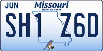 MO license plate SH1Z6D