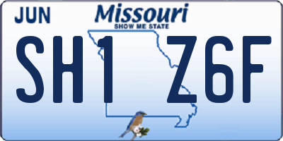 MO license plate SH1Z6F