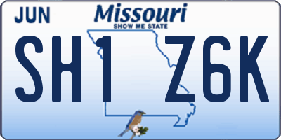 MO license plate SH1Z6K