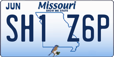 MO license plate SH1Z6P