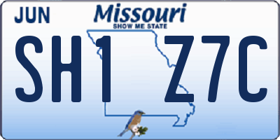 MO license plate SH1Z7C