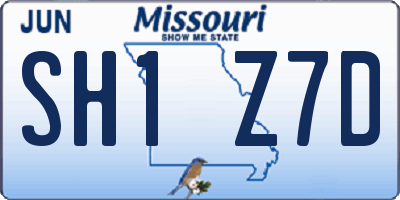 MO license plate SH1Z7D