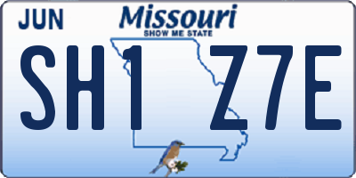 MO license plate SH1Z7E