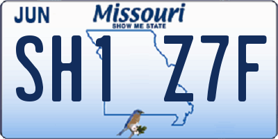 MO license plate SH1Z7F