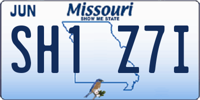 MO license plate SH1Z7I