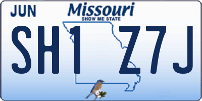 MO license plate SH1Z7J