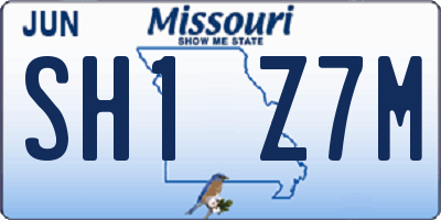 MO license plate SH1Z7M