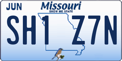 MO license plate SH1Z7N