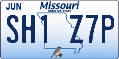 MO license plate SH1Z7P