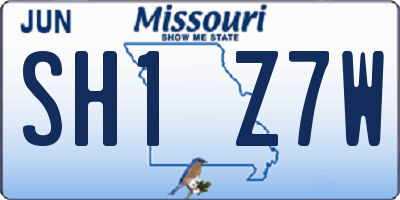 MO license plate SH1Z7W