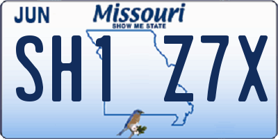 MO license plate SH1Z7X