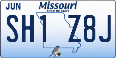 MO license plate SH1Z8J
