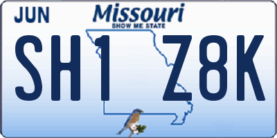 MO license plate SH1Z8K