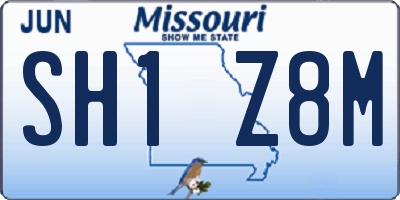 MO license plate SH1Z8M