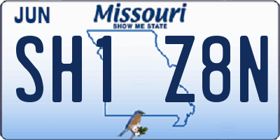 MO license plate SH1Z8N